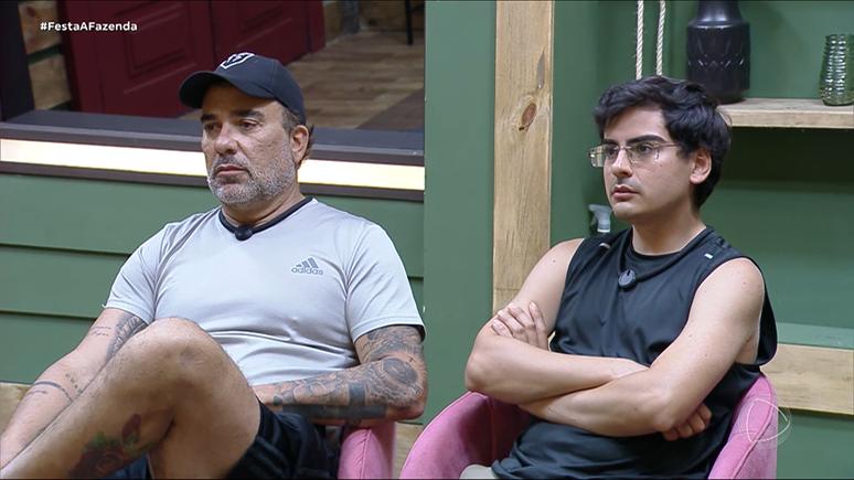 Fabiano e Dudu Camargo em 'A Fazenda 17' Foto: Reprodução/ Record TV / Todos os direitos reservados à emissora